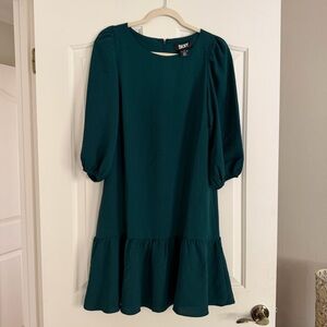 DKNY Teal Puff Sleeve Casual Dress